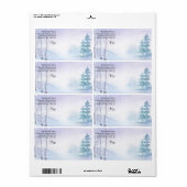 Adres waterverf Winter Birch Pine Trees Etiket (Full Sheet)