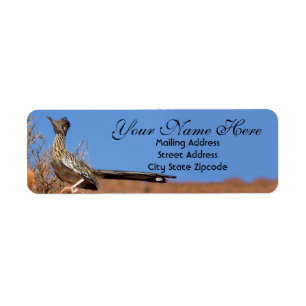 Adres woestijnroadrunner etiket