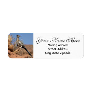 Adres woestijnroadrunner etiket