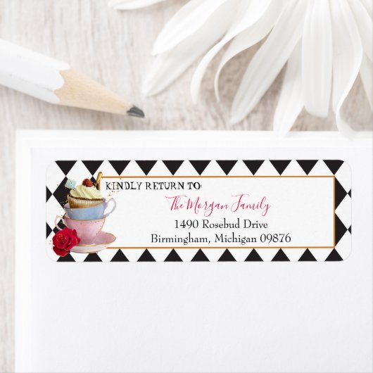 Adres Wonderland Mad Tea Party Tea Cups Etiket (Insitu)
