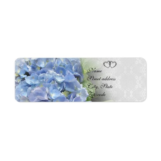 Adresetiketten Blauwe hydrangeas Etiket (Voorkant)