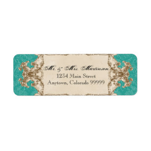 adresetiketten - Blauwgroen  Peacock & Etchings Etiket