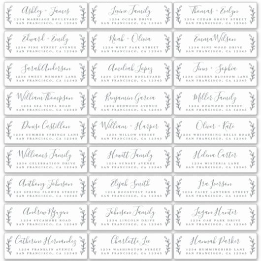 Adresetiketten bruiloft sticker (Voorkant)