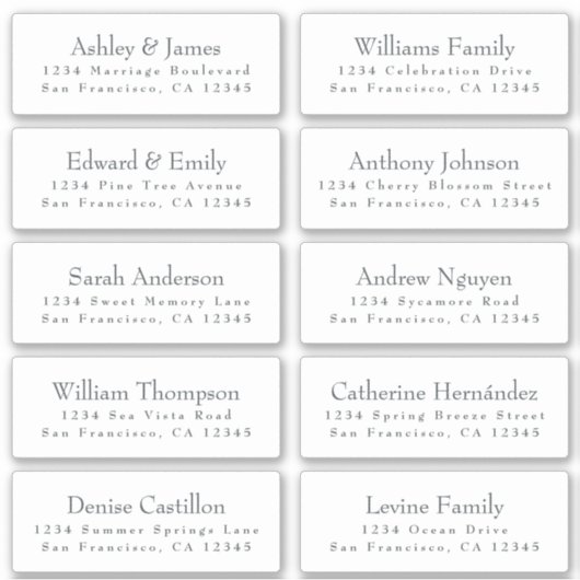 Adresetiketten bruiloft sticker (Voorkant)