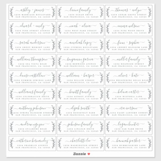 Adresetiketten bruiloft sticker (Vel)