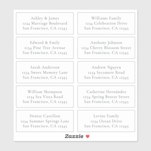 Adresetiketten bruiloft sticker (Vel)