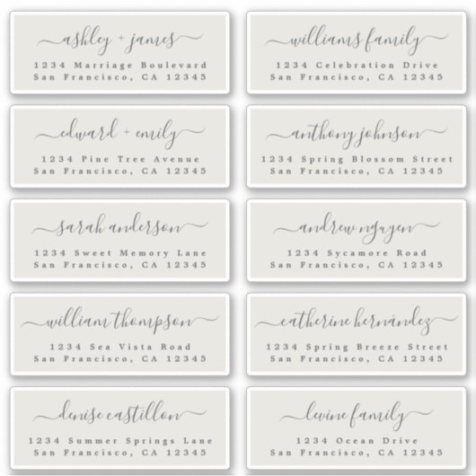 Adresetiketten bruiloft sticker (Voorkant)