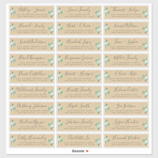 Adresetiketten bruiloft sticker (Vel)