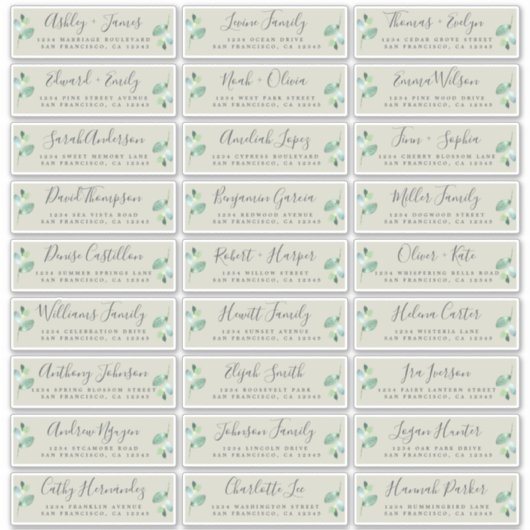 Adresetiketten bruiloft sticker (Voorkant)