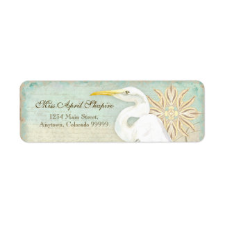 Adresetiketten - Great Egret Coastal Beach Etiket