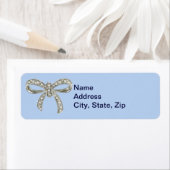 Adresetiketten met een blauwe Diamond Bow Wedding Etiket (Insitu)