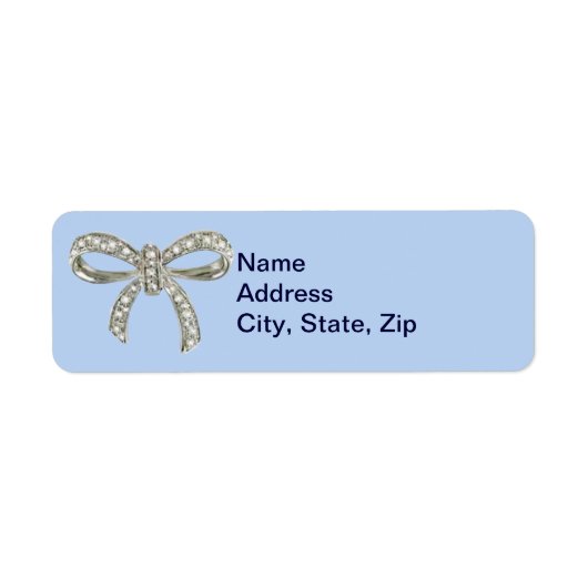 Adresetiketten met een blauwe Diamond Bow Wedding Etiket (Voorkant)
