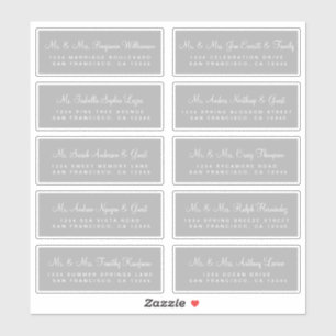 Adresetiketten met een grijze bruiloft sticker