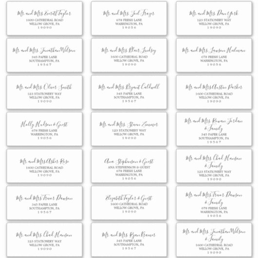 Adresetiketten met een minimalistische weddenschap sticker (Voorkant)