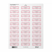  Adresetiketten met roze Damask Etiket (Full Sheet)