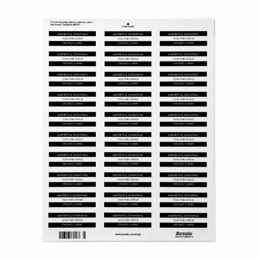 Adresetiketten met zwarte en witte streep etiket (Full Sheet)