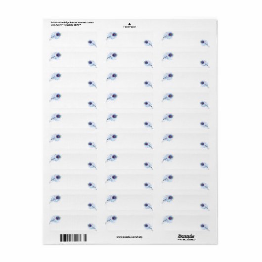 Adresetiketten-Peacock Feathers Etiket (Full Sheet)