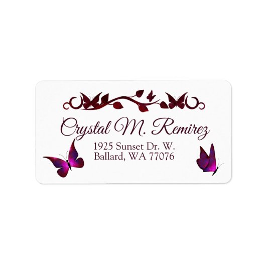 Adresetiketten rode vlinders etiket (Voorkant)