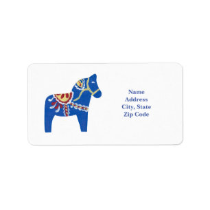 Adresetiketten van blue Dala Horse Etiket