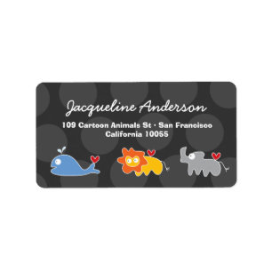 Adresetiketten van cartoon Whale Lion Rhinoceros Etiket