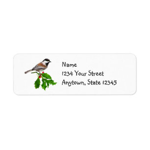 Adresetiketten van Chickadee Holly Etiket