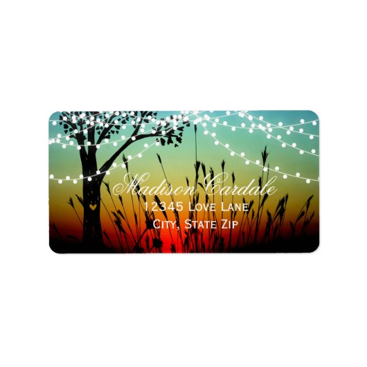 Adresetiketten van de Rustic String Lights Sunset  Etiket (Voorkant)