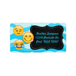 Adresetiketten van Emoji Pool Party Chalkboard Etiket