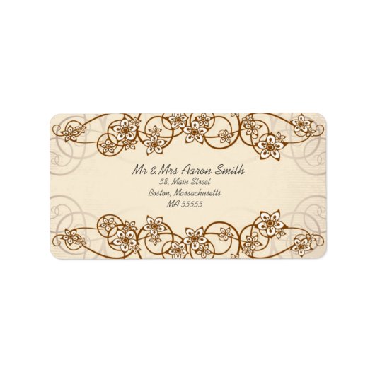   Adresetiketten van Floral Swirl Etiket (Voorkant)