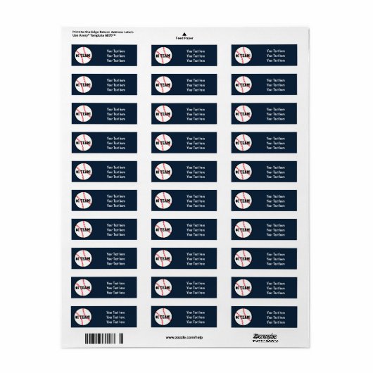 Adresetiketten van het Blue Baseball Team Birthday Etiket (Full Sheet)