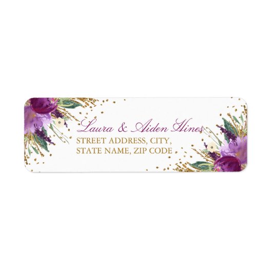 Adresetiketten van het Floral Sparking Amethyst We Etiket (Voorkant)