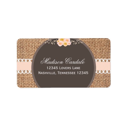 Adresetiketten van het Rustige land Burlap Wedding Etiket (Voorkant)