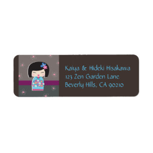 Adresetiketten van Japanse Kokeshi Doll Etiket