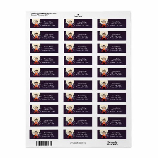 Adresetiketten van Little Dracula Halloween Party Etiket (Full Sheet)