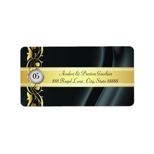 Adresetiketten van marquis Black en Gold Silk Etiket (Voorkant)