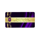 Adresetiketten van Paars en gouden zijde Etiket (Voorkant)