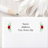 Adresetiketten van rode Floral Greenery Etiket (Insitu)