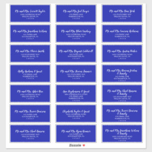 Adresetiketten van Royal Blue and White Wedding Gu Sticker
