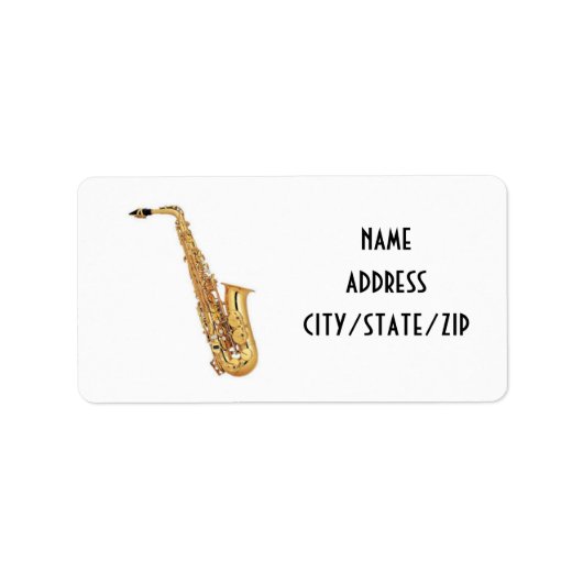 ***ADRESETIKETTEN VAN SAXOPHONE PLAYER** ETIKET (Voorkant)