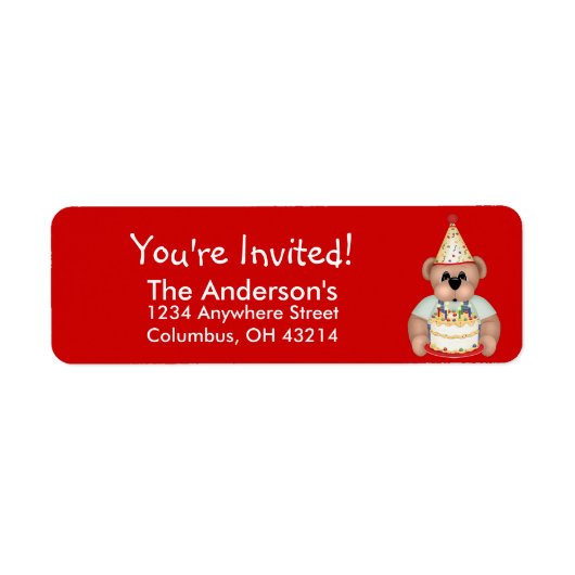 Adresetiketten van Teddy Bear Birthday Party Etiket (Voorkant)
