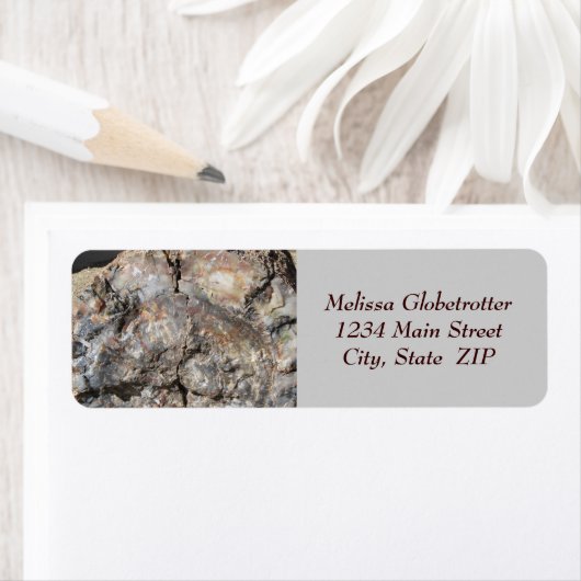 Adresetiketten—Versteend hout, voorzijde Etiket (Insitu)