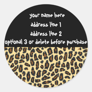 Adresetiketten voor afdrukken van leopard Fur Ronde Sticker