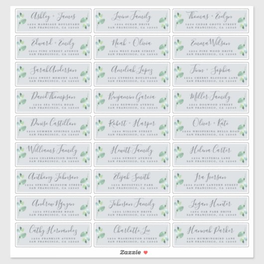  Adresetiketten voor een blauwe bruiloft Sticker (Vel)