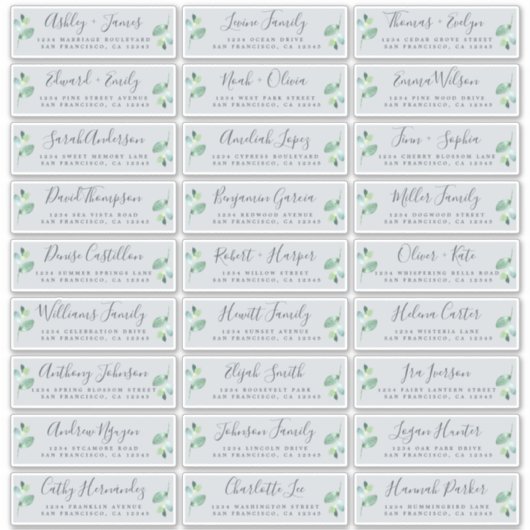  Adresetiketten voor een blauwe bruiloft Sticker (Voorkant)