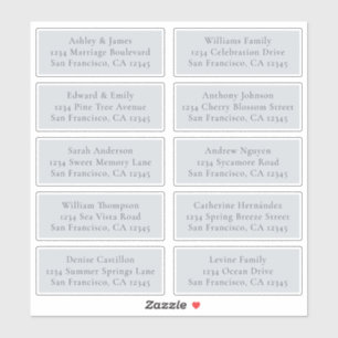 Adresetiketten voor een blauwe bruiloft Sticker