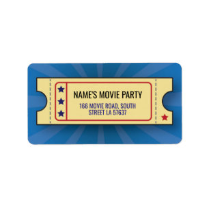 Adresetiketten voor filmkaartjes van Birthday Part Etiket