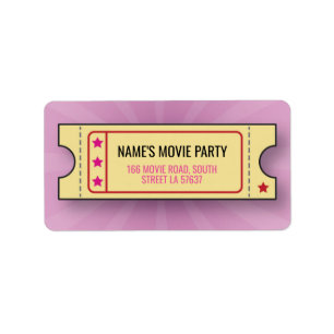 Adresetiketten voor filmkaartjes van Birthday Part Etiket