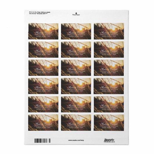 Adresetiketten voor herfstbruiloft op op het vast etiket (Full Sheet)