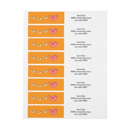 Adresetiketten voor het kotsen van vogels omwikkelbaar adreslabel (Vel)
