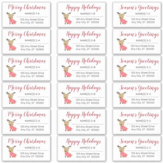Adresetiketten voor kerstfeestdagen met rendieren sticker (Voorkant)