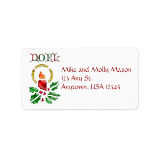 Adresetiketten voor kerstkaarsen met noel etiket